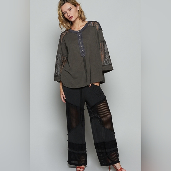 #679 POL Relaxed Fit Top Cotton Jersey Lace Mix - Picture 5 of 5